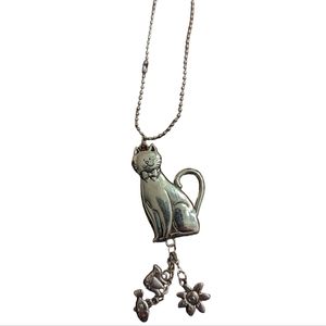 Cat With Bird and Fish Car Charm Keychain